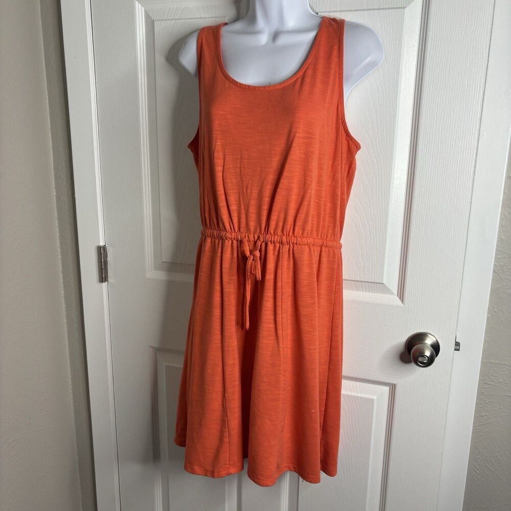 a.n.a Size Large Orange Sleeveless Dress Elastic Waist Casual